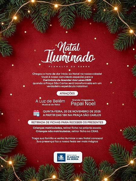 Natal Iluminado transforma Praça São Carlos em espetáculo mágico em Planalto da Serra